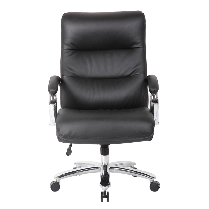 Boss Office Products Top Grain Leather Executive Chair in Black