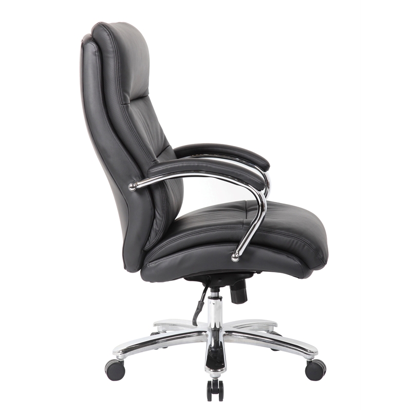 Boss Office Products Top Grain Leather Executive Chair in Black
