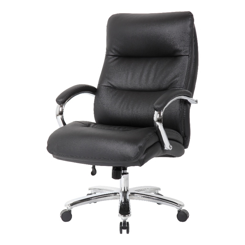 Boss Office Products Top Grain Leather Executive Chair in Black