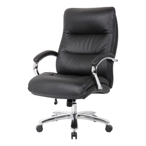 Boss Office Products Top Grain Leather Executive Chair in Black