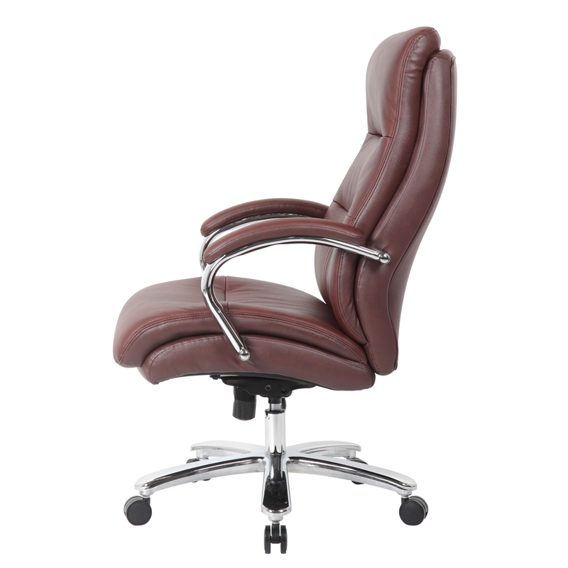Boss Office Products Top Grain Leather Executive Chair in Burgundy