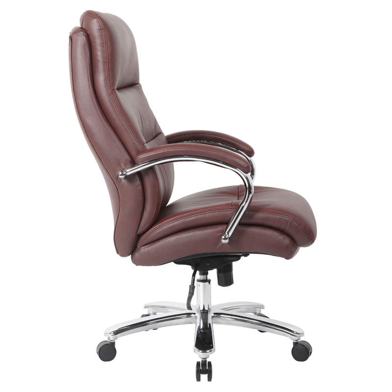 Boss Office Products Top Grain Leather Executive Chair in Burgundy