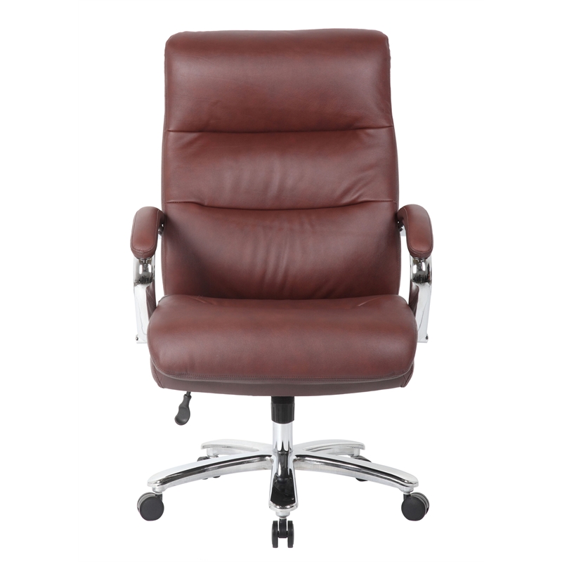 Boss Office Products Top Grain Leather Executive Chair in Burgundy