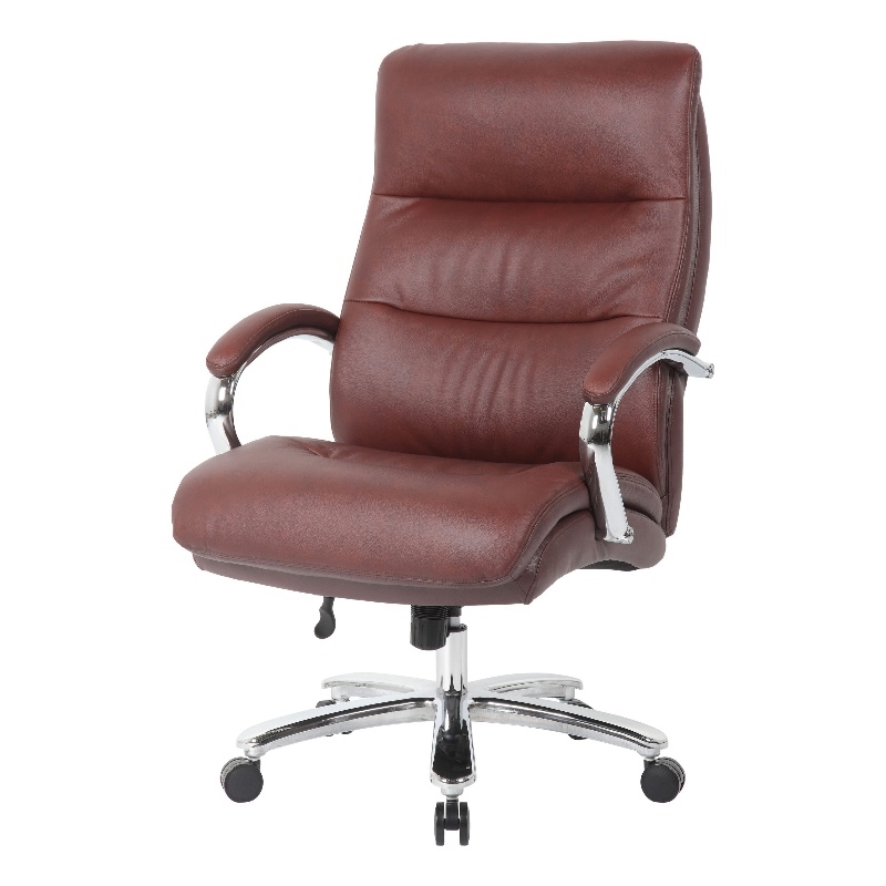 Boss Office Products Top Grain Leather Executive Chair in Burgundy