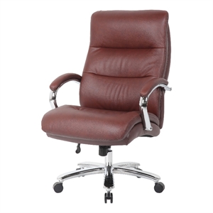 Boss Office Products Top Grain Leather Executive Chair in Burgundy