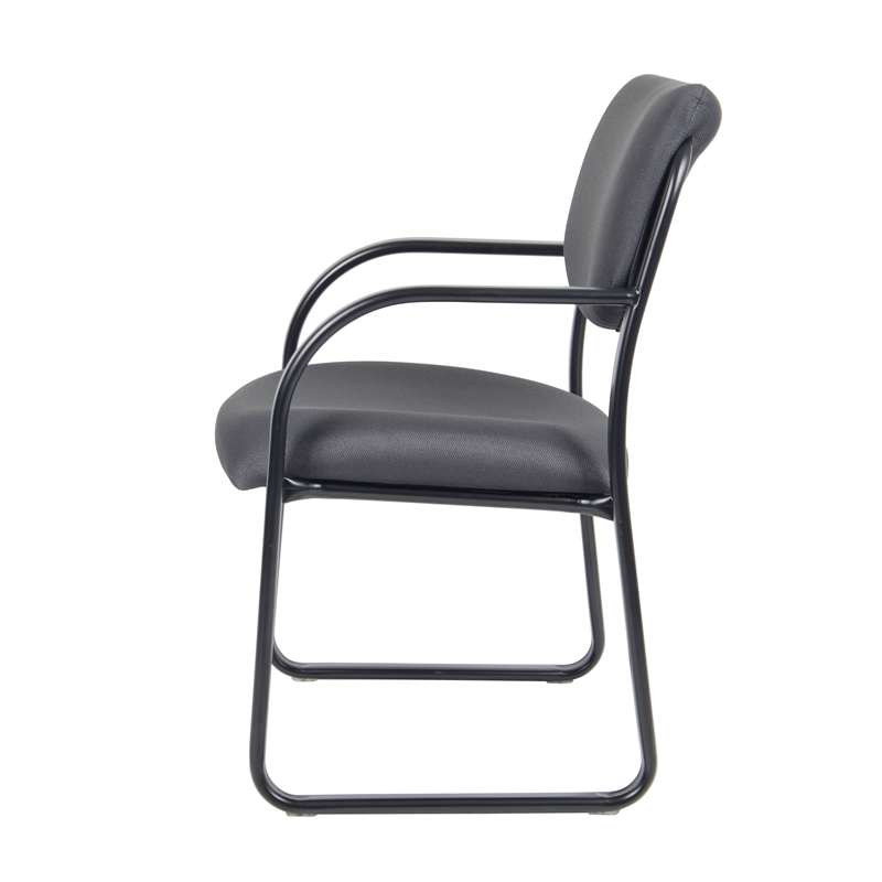Boss Office Products Fabric Sled Base Guest Chair with Arms in Gray