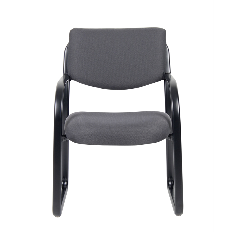 Boss Office Products Fabric Sled Base Guest Chair with Arms in Gray