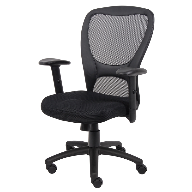 Boss Office Budget Mesh Back Fabric Adjustable Task Office Chair in Black