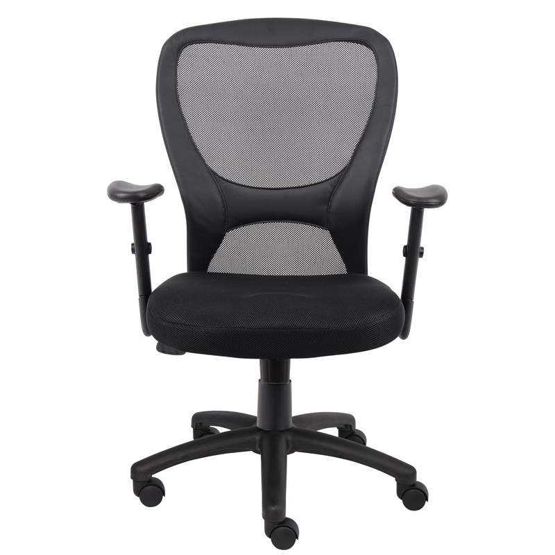 Boss Office Budget Mesh Back Fabric Adjustable Task Office Chair in Black
