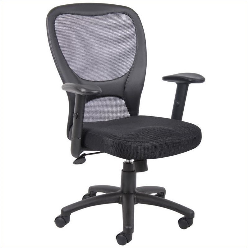 Boss Office Budget Mesh Back Fabric Adjustable Task Office Chair in Black