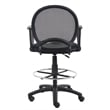 Boss Office Products Mesh Back Fabric Drafting Chair with Loop Arms in Black