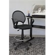 Boss Office Products Mesh Back Fabric Drafting Chair with Loop Arms in Black
