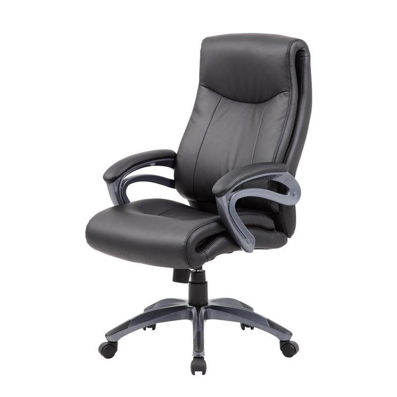 Boss Office Products Double Layer Leather Executive Office Chair in Black