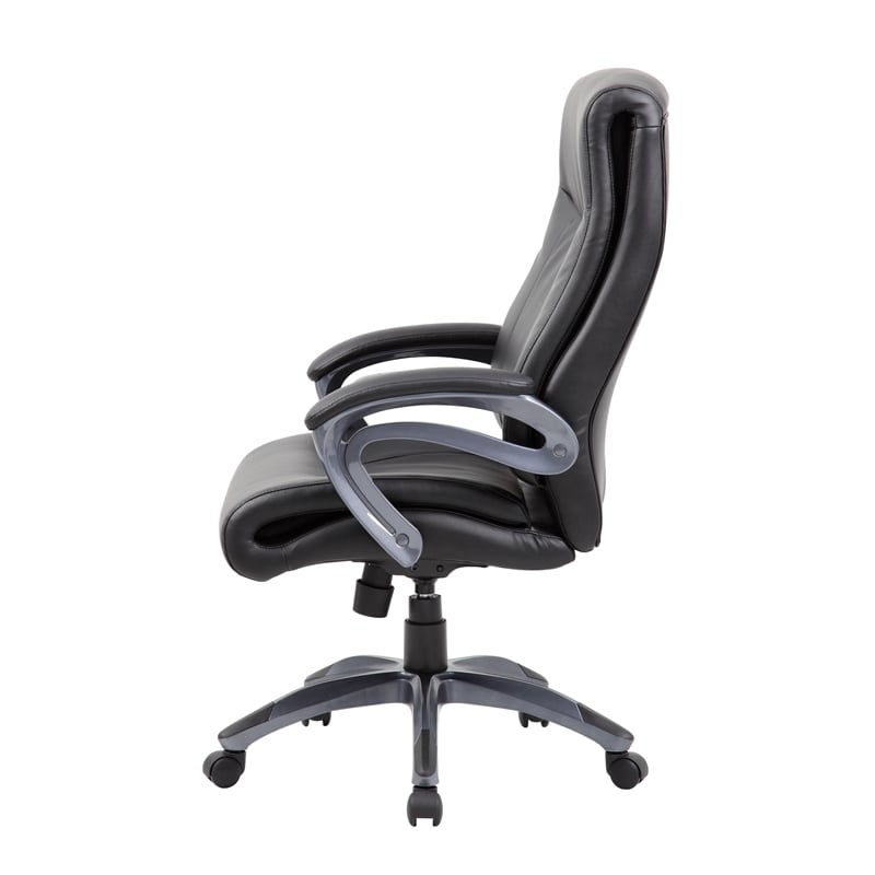 Boss Office Products Double Layer Leather Executive Office Chair in Black
