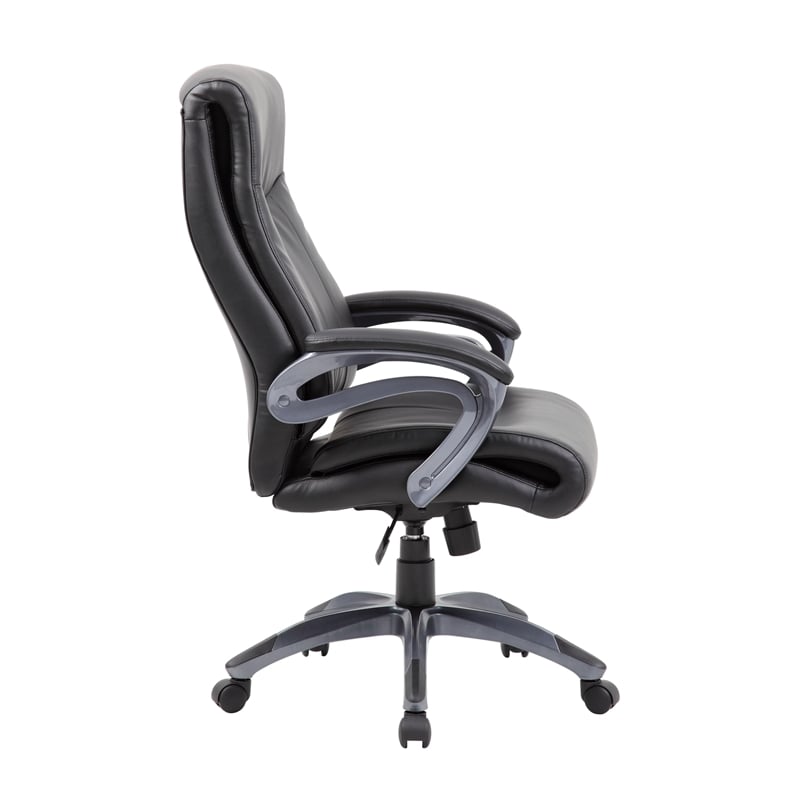 Boss Office Products Double Layer Leather Executive Office Chair in Black