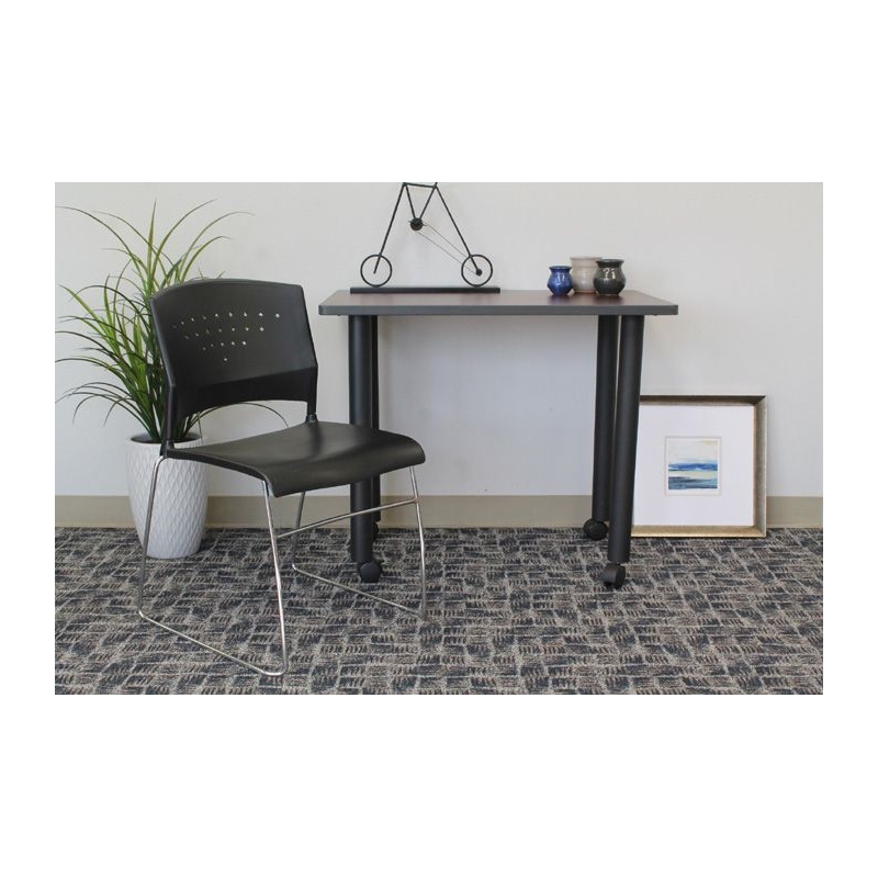 Boss Office Stack Stacking Chair with Chrome Frame in Black (Set of 2)