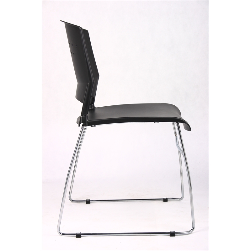 Boss Office Stack Stacking Chair with Chrome Frame in Black (Set of 2)