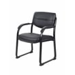 Boss Office Products Leather Sled Base Side Chair with Arms