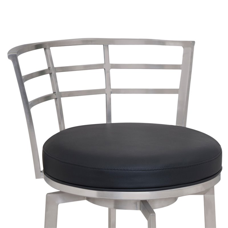 Armen Living Viper Contemporary Faux Leather Counter Stool in Black