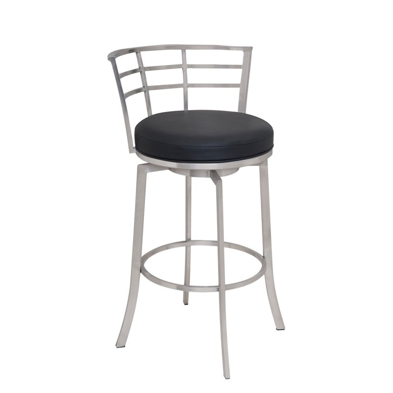 Armen Living Viper Contemporary Faux Leather Counter Stool in Black