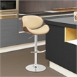 Armen Living Naples Mid-Century Faux Leather Bar Stool in Cream