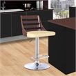 Armen Living Storm Mid-Century Faux Leather Bar Stool in Cream