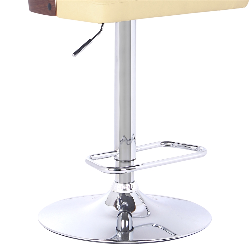 Armen Living Storm Mid-Century Faux Leather Bar Stool in Cream