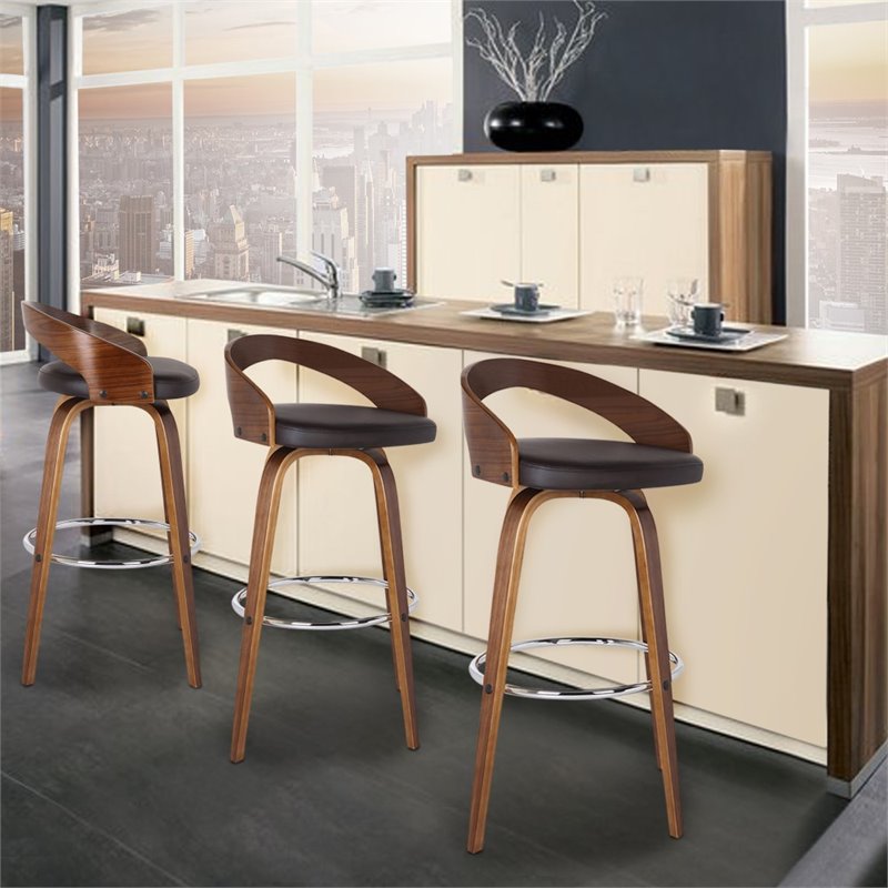 Armen Living Sonia Modern Faux Leather Counter Stool in Brown