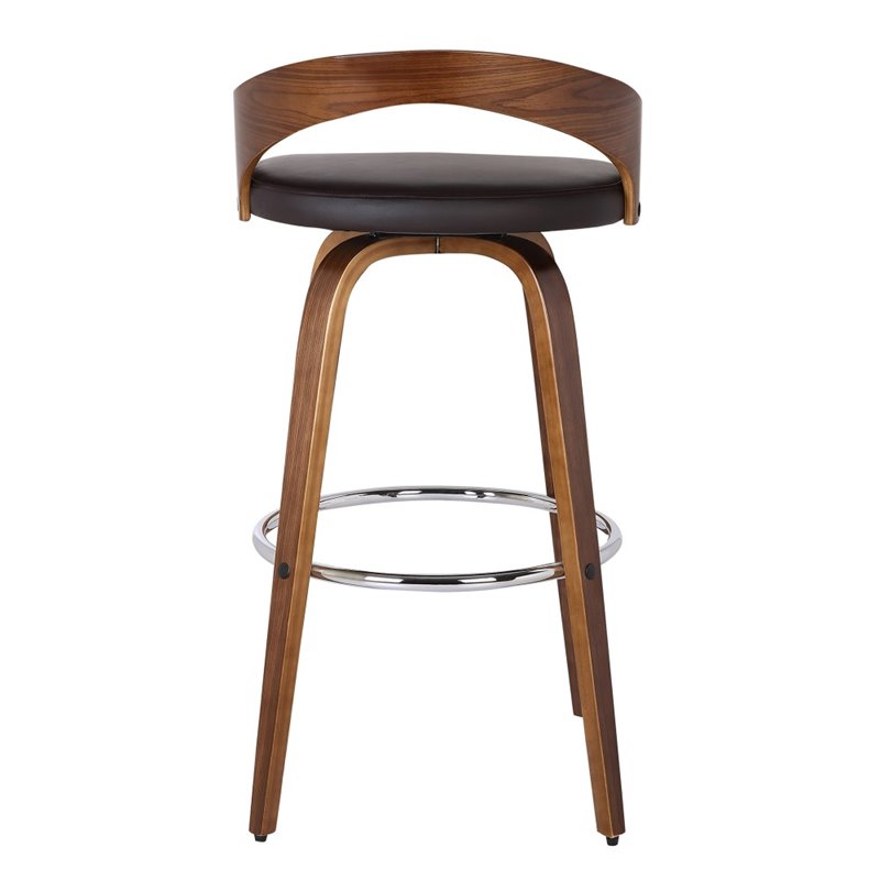 Armen Living Sonia Modern Faux Leather Counter Stool in Brown
