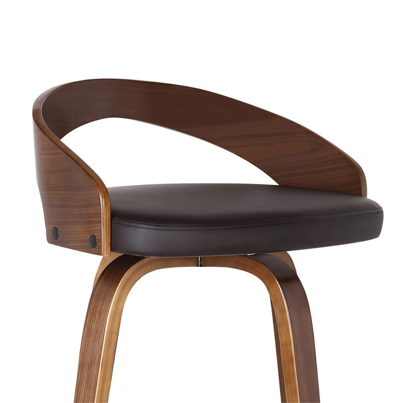 Armen Living Sonia Modern Faux Leather Counter Stool in Brown