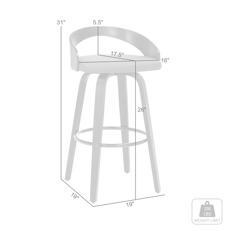 Armen Living Sonia Modern Faux Leather Counter Stool in Brown