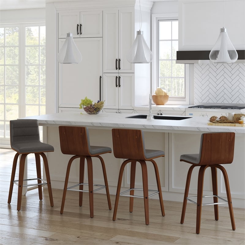 Armen Living Vienna Modern Faux Leather Counter Stool in Gray