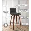 Armen Living Vienna Modern Faux Leather Counter Stool in Gray
