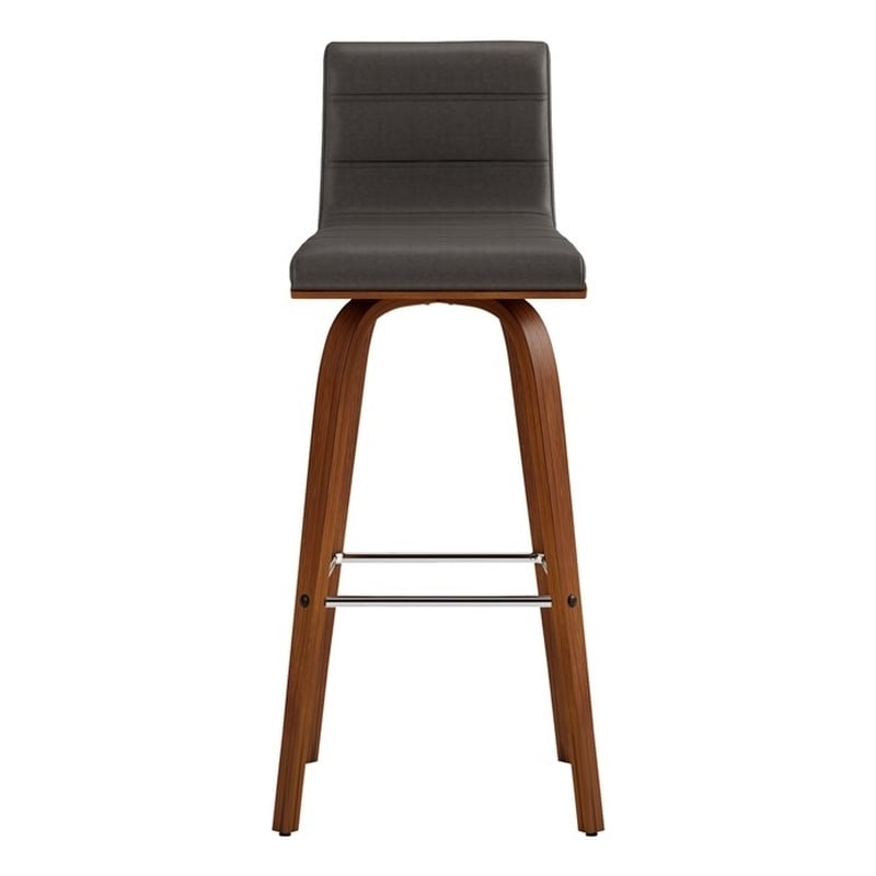 Armen Living Vienna Modern Faux Leather Upholstered Bar Stool in Gray