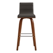 Armen Living Vienna Modern Faux Leather Upholstered Bar Stool in Gray