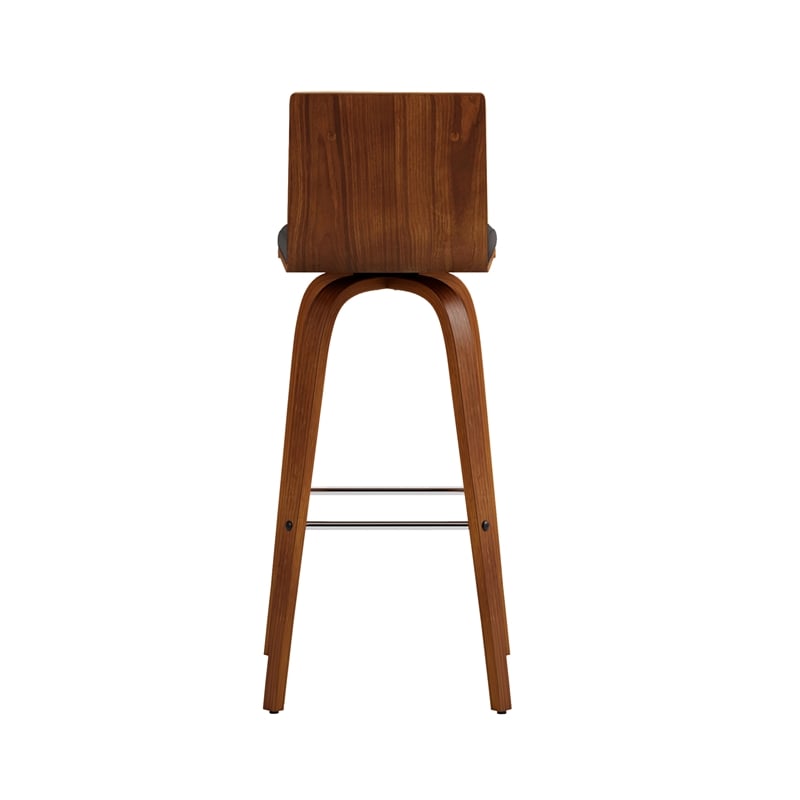 Armen Living Vienna Modern Faux Leather Upholstered Bar Stool in Gray