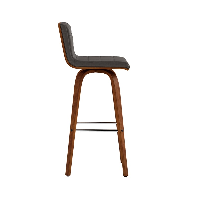 Armen Living Vienna Modern Faux Leather Upholstered Bar Stool in Gray
