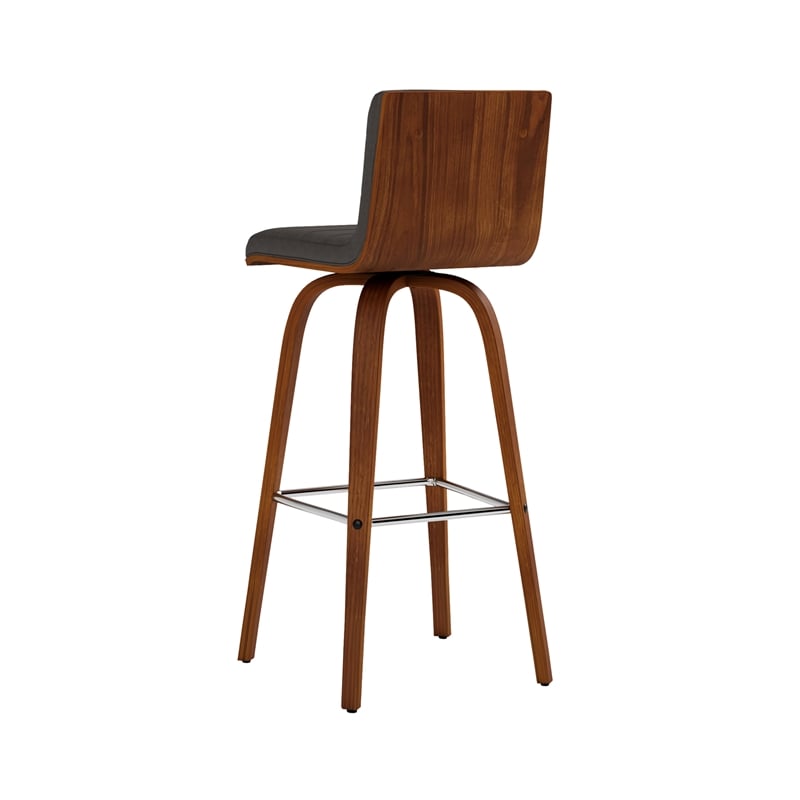 Armen Living Vienna Modern Faux Leather Upholstered Bar Stool in Gray