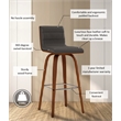 Armen Living Vienna Modern Faux Leather Upholstered Bar Stool in Gray