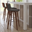 Armen Living Vienna Modern Faux Leather Upholstered Bar Stool in Gray