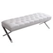 Armen Living Milo Modern Faux Leather Bedroom Bench in White