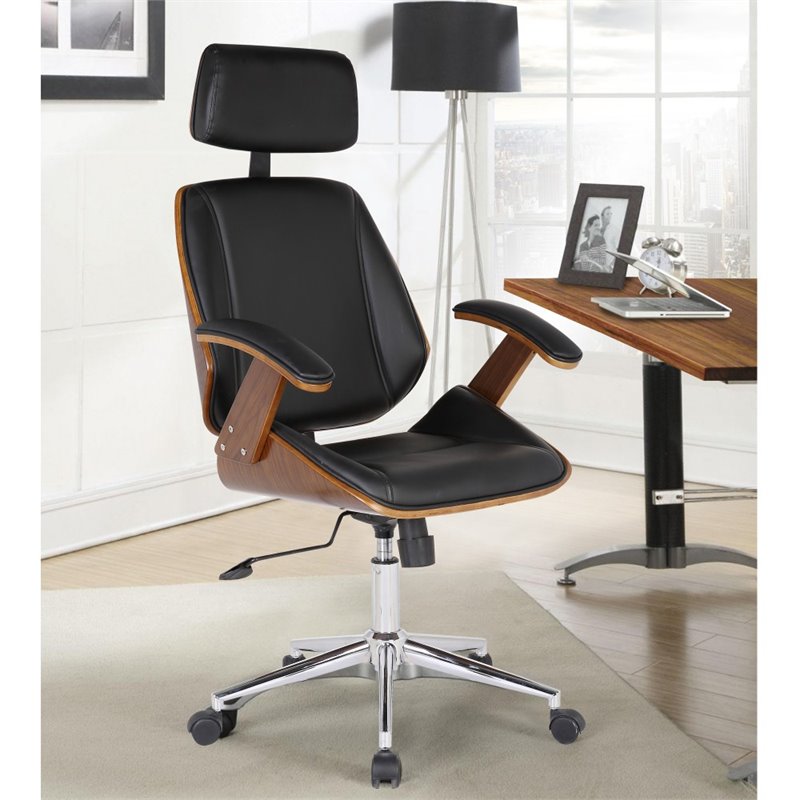 Armen Living Century Modern Faux Leather Office Chair in Black