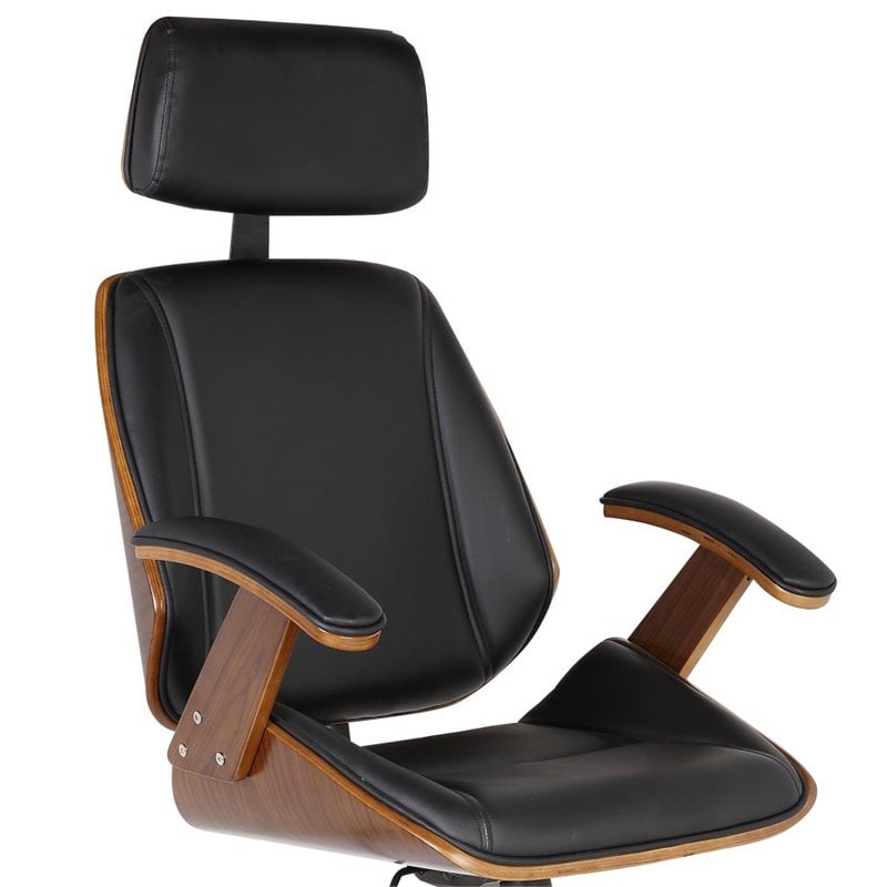 Armen Living Century Modern Faux Leather Office Chair in Black