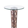 Armen Living Crystal Modern Round Glass Top Bar Table in Walnut