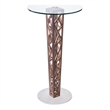 Armen Living Crystal Modern Round Glass Top Bar Table in Walnut