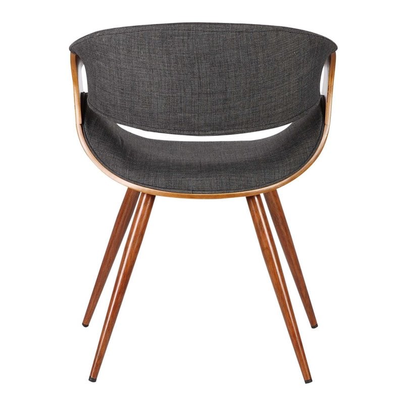 Armen Living Butterfly Modern Fabric Dining Chair in Walnut and Charcoal