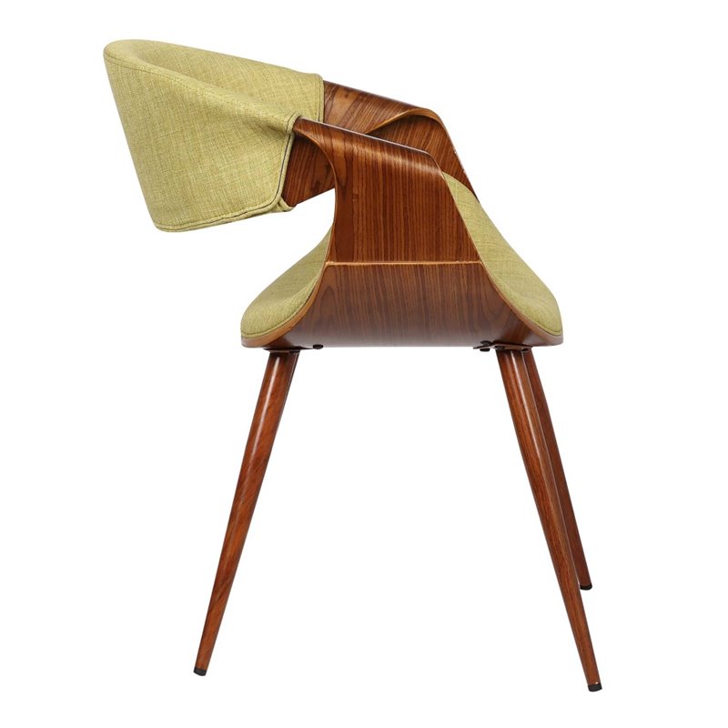 Armen Living Butterfly Modern Metal Dining Chair in Walnut and Green