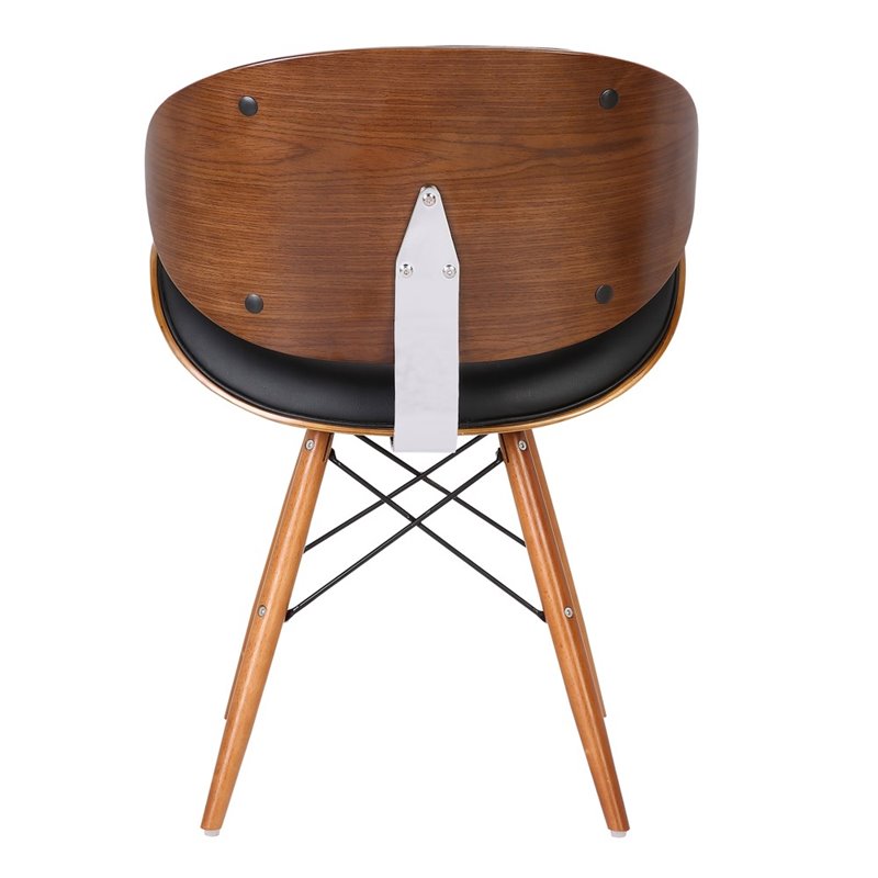 Armen Living Cassie Modern Faux Leather Dining Chair in Walnut and Black