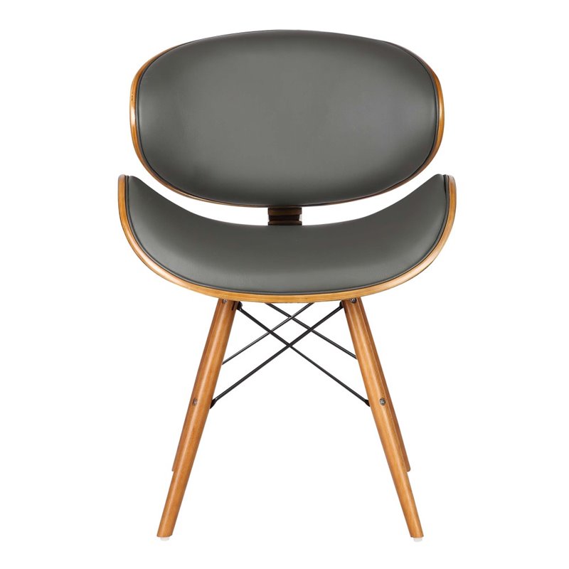 Armen Living Cassie Modern Faux Leather Dining Chair in Walnut and Gray