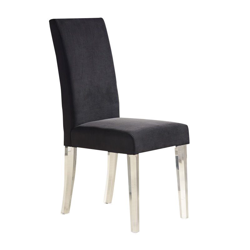 Armen Living Dalia Modern Velvet Upholstered Dining Chair in Black (Set of 2)